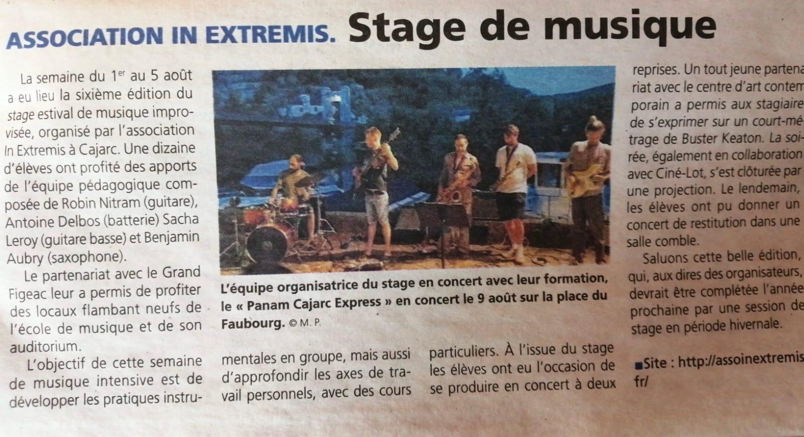 photo de la presse pour le stage